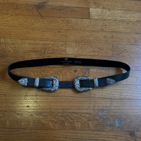 B-Low the Belt Baby Bri Bri Leather Belt in Black & Silver Size Small - Picture 4 of 6